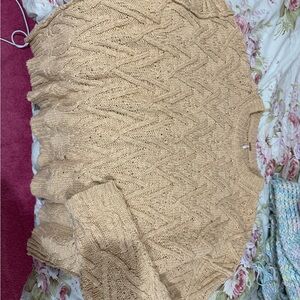 Free People Tan Cable Knit Sweater